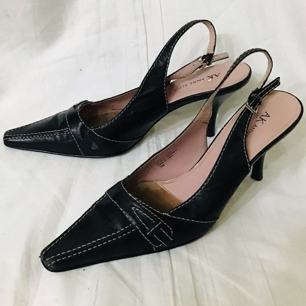 Anne Klein Leather Slingback Heels